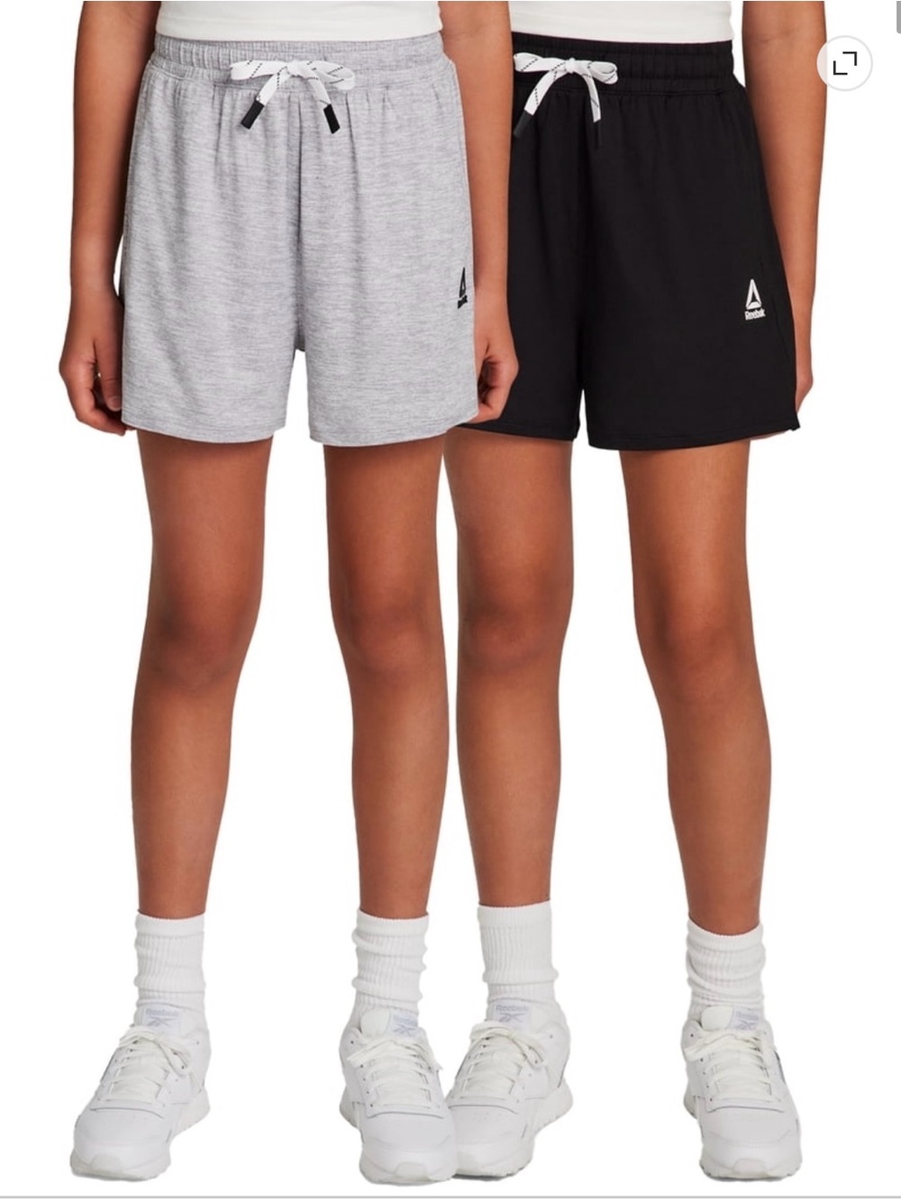 2 Pack Reebok Girls Athletic Gym Shorts  Gray & Black XS (4-5) Activewear NWT